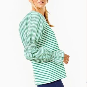 New ADDISON BAY Preppy Green Smocked Puff Sleeve Pullover Sz XXS $178